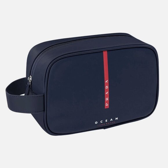 Prada Luna Rossa Ocean Pouch Charcoal Black Travel Toiletry Bag & Dust Bag NEW - Picture 1 of 7